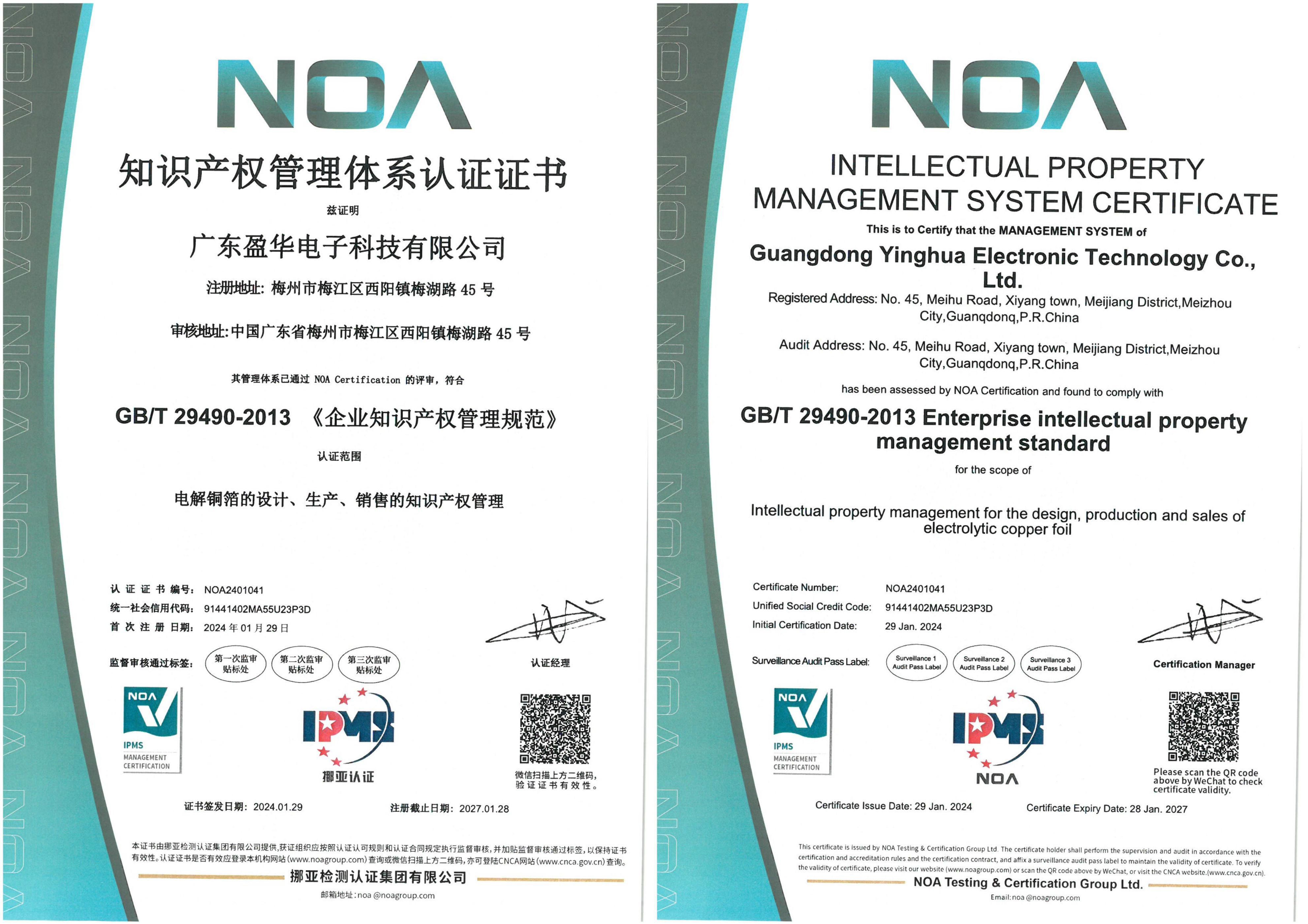 Intellectual Property Management System Certificate